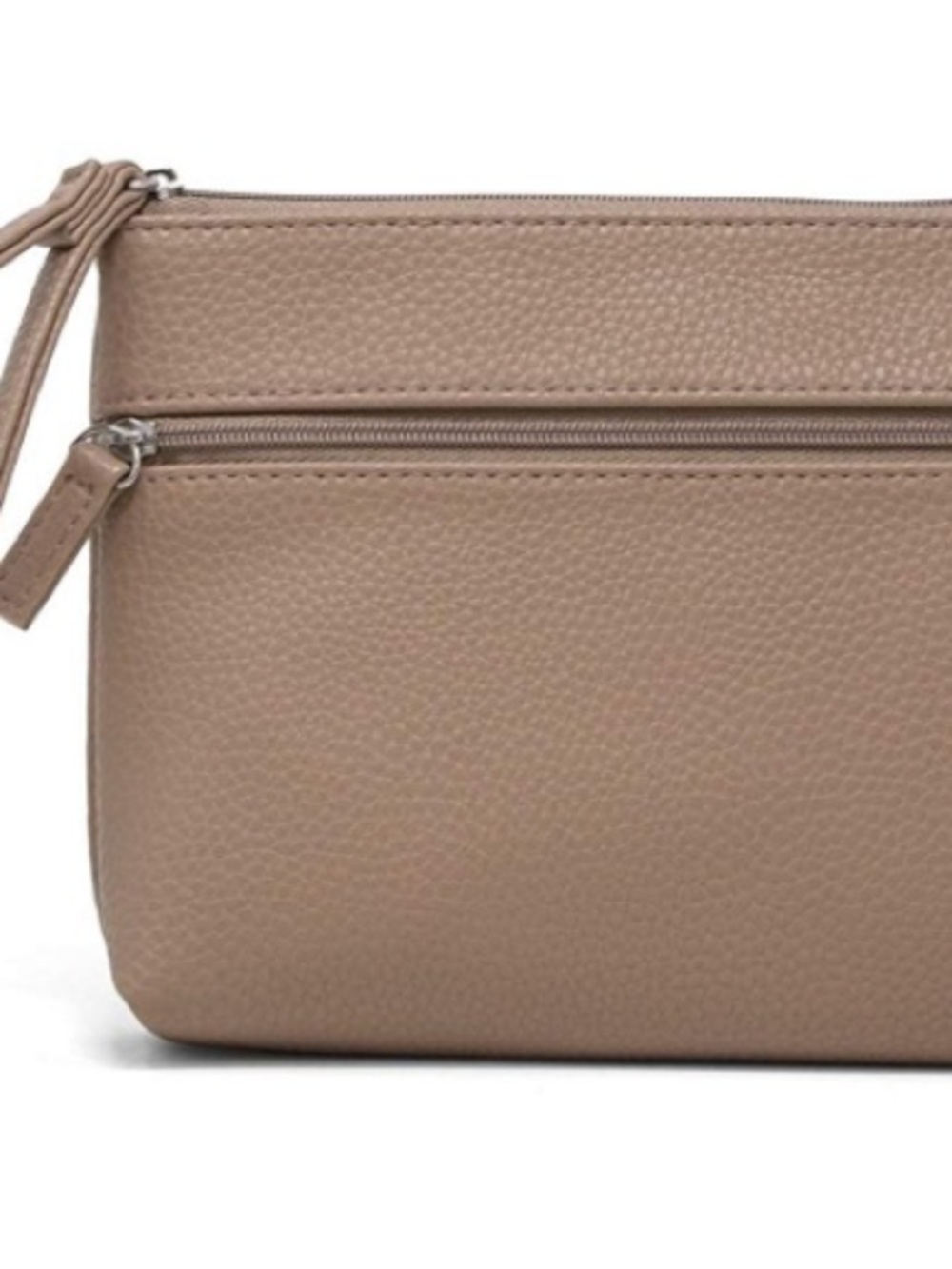 Mundi Taupe Pebbled Leather Unisex Wristlet